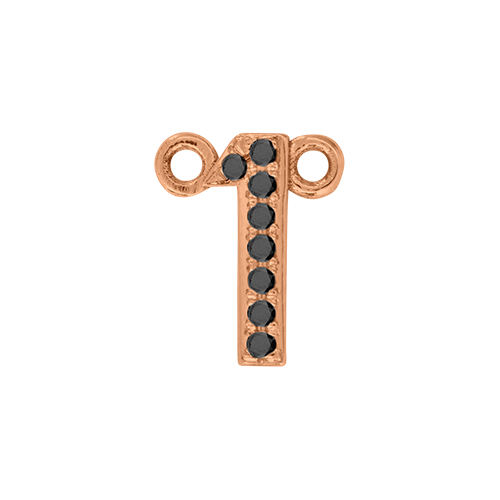 Black Diamond + 14k Rose Gold Number Charm