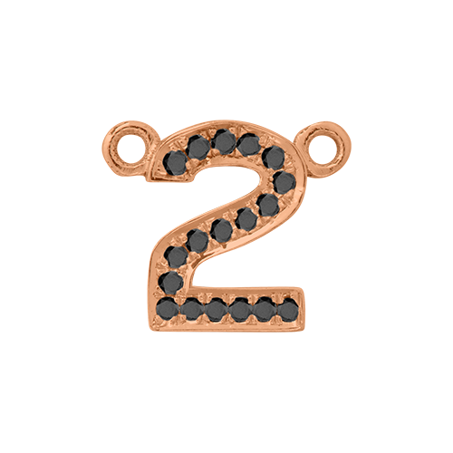 Black Diamond + 14k Rose Gold Number Charm