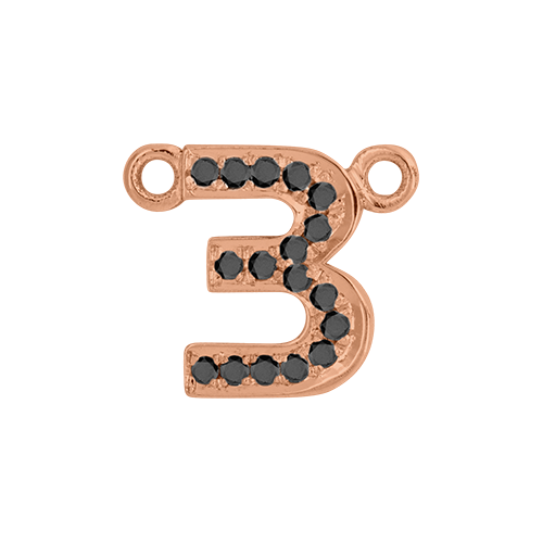 Black Diamond + 14k Rose Gold Number Charm