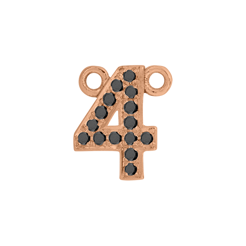 Black Diamond + 14k Rose Gold Number Charm