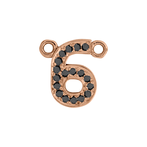 Black Diamond + 14k Rose Gold Number Charm