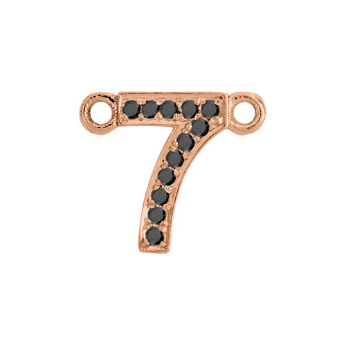 Black Diamond + 14k Rose Gold Number Charm