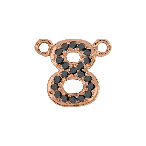 Black Diamond + 14k Rose Gold Number Charm
