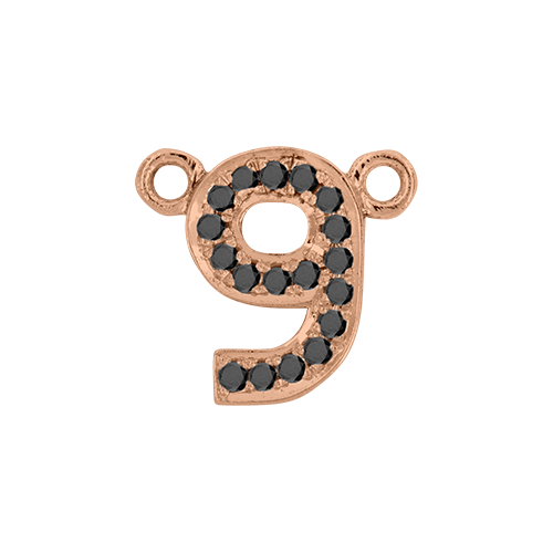 Black Diamond + 14k Rose Gold Number Charm