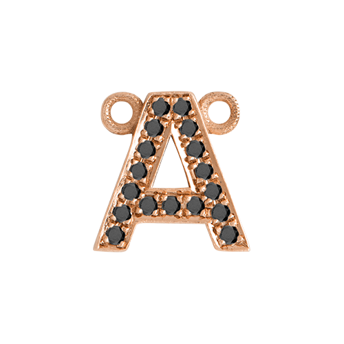 Black Diamond + 14k Rose Gold Letter Charm