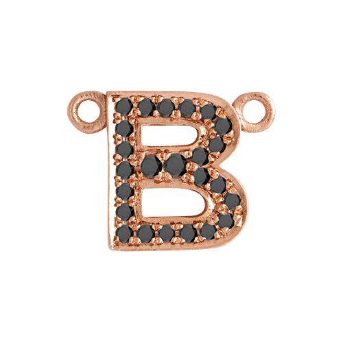 Black Diamond + 14k Rose Gold Letter Charm
