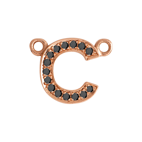 Black Diamond + 14k Rose Gold Letter Charm