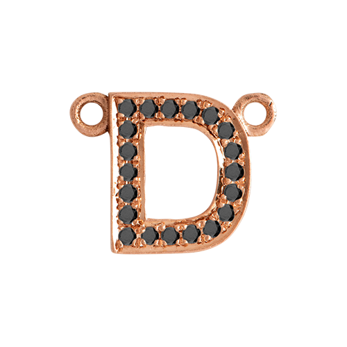 Black Diamond + 14k Rose Gold Letter Charm