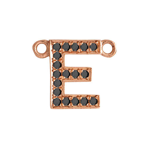 Black Diamond + 14k Rose Gold Letter Charm
