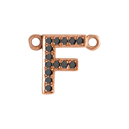 Black Diamond + 14k Rose Gold Letter Charm