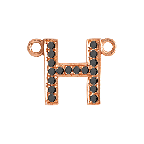 Black Diamond + 14k Rose Gold Letter Charm
