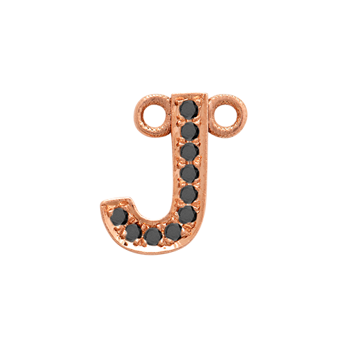 Black Diamond + 14k Rose Gold Letter Charm