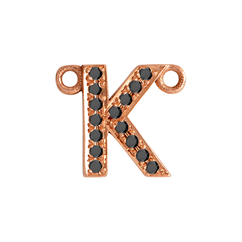 Black Diamond + 14k Rose Gold Letter Charm