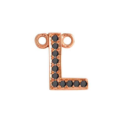 Black Diamond + 14k Rose Gold Letter Charm