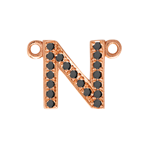 Black Diamond + 14k Rose Gold Letter Charm