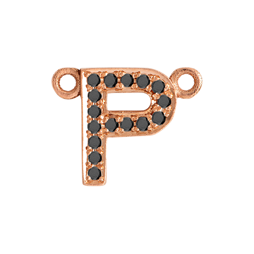 Black Diamond + 14k Rose Gold Letter Charm