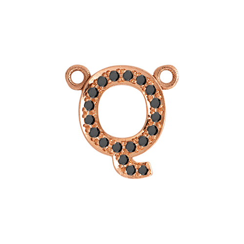 Black Diamond + 14k Rose Gold Letter Charm