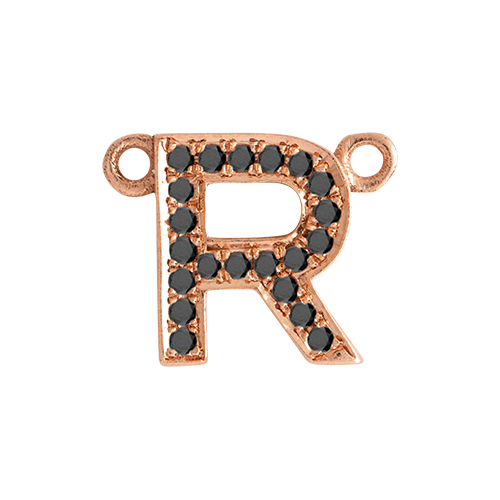 Black Diamond + 14k Rose Gold Letter Charm
