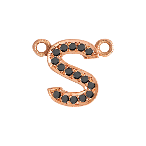 Black Diamond + 14k Rose Gold Letter Charm