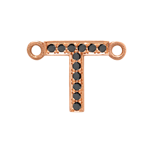 Black Diamond + 14k Rose Gold Letter Charm