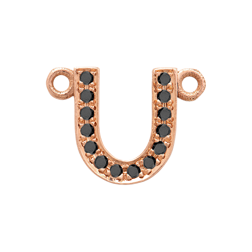 Black Diamond + 14k Rose Gold Letter Charm