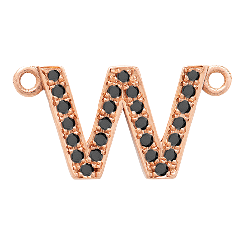 Black Diamond + 14k Rose Gold Letter Charm