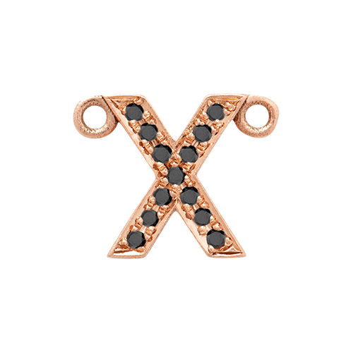 Black Diamond + 14k Rose Gold Letter Charm