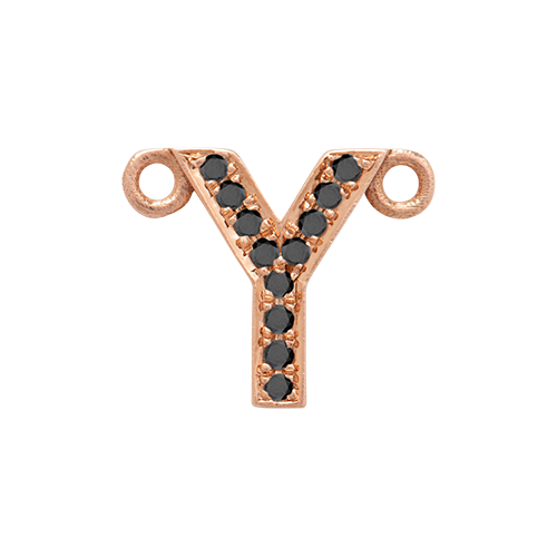 Black Diamond + 14k Rose Gold Letter Charm
