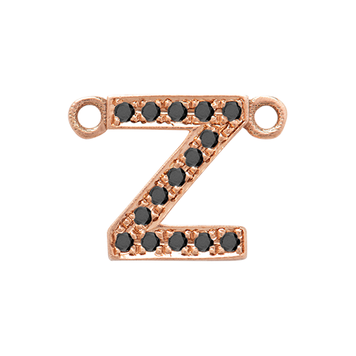 Black Diamond + 14k Rose Gold Letter Charm