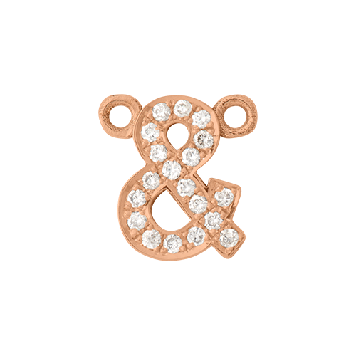 White Diamond + 14k Rose Gold Letter Charm