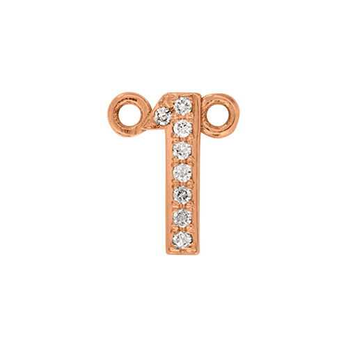 White Diamond + 14k Rose Gold Number Charm