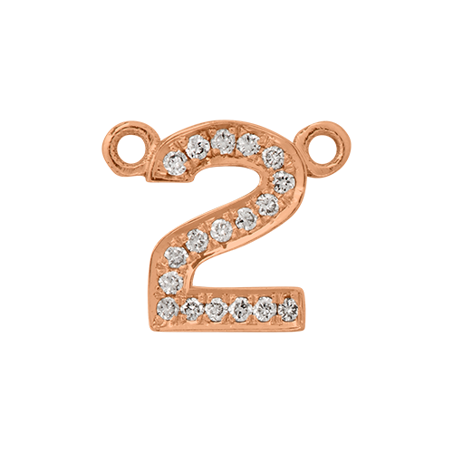 White Diamond + 14k Rose Gold Number Charm