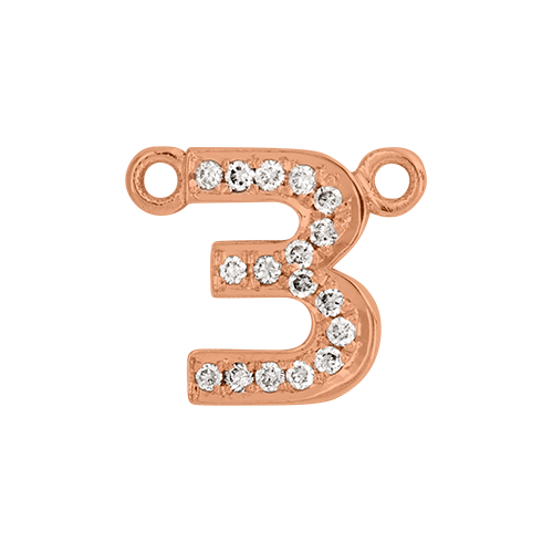 White Diamond + 14k Rose Gold Number Charm