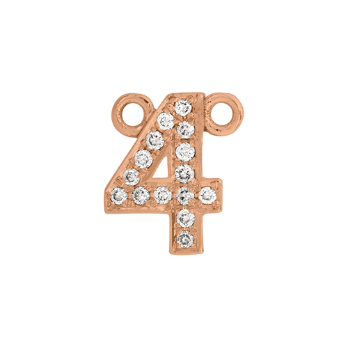 White Diamond + 14k Rose Gold Number Charm