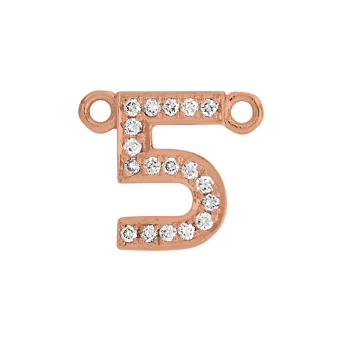 White Diamond + 14k Rose Gold Number Charm