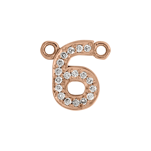 White Diamond + 14k Rose Gold Number Charm