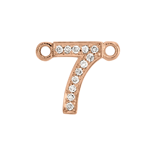 White Diamond + 14k Rose Gold Number Charm