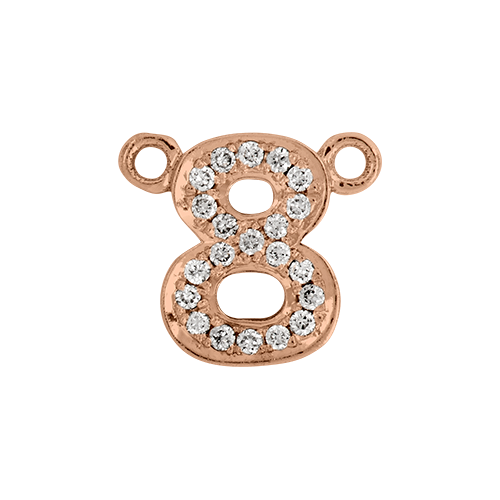 White Diamond + 14k Rose Gold Number Charm