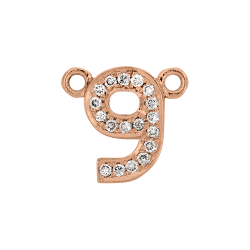 White Diamond + 14k Rose Gold Number Charm