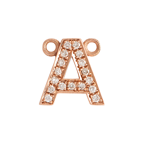 White Diamond + 14k Rose Gold Letter Charm
