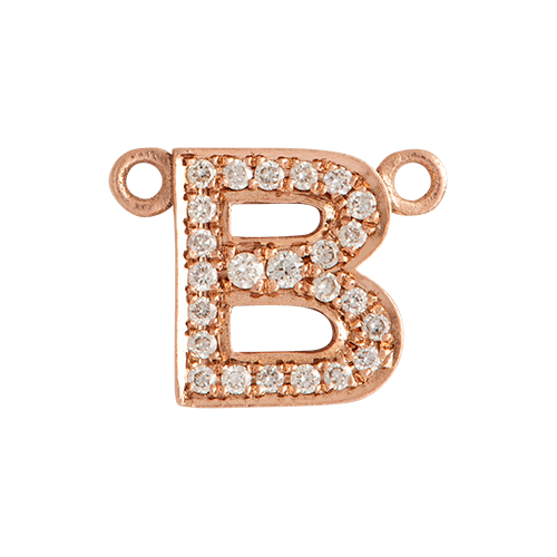 White Diamond + 14k Rose Gold Letter Charm