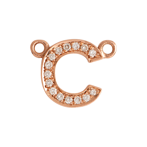 White Diamond + 14k Rose Gold Letter Charm