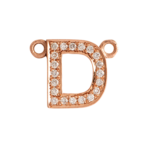 White Diamond + 14k Rose Gold Letter Charm