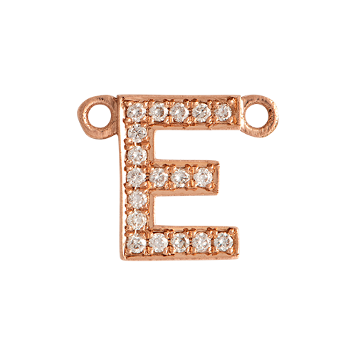 White Diamond + 14k Rose Gold Letter Charm