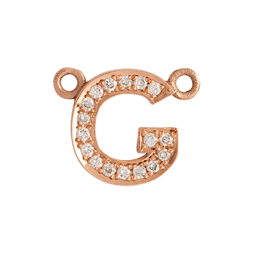 White Diamond + 14k Rose Gold Letter Charm