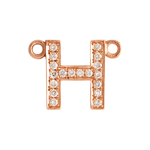 White Diamond + 14k Rose Gold Letter Charm