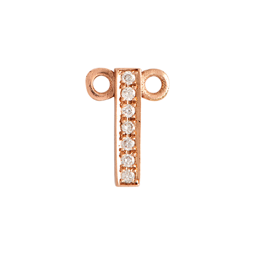 White Diamond + 14k Rose Gold Letter Charm