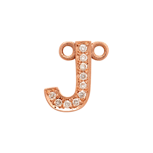 White Diamond + 14k Rose Gold Letter Charm