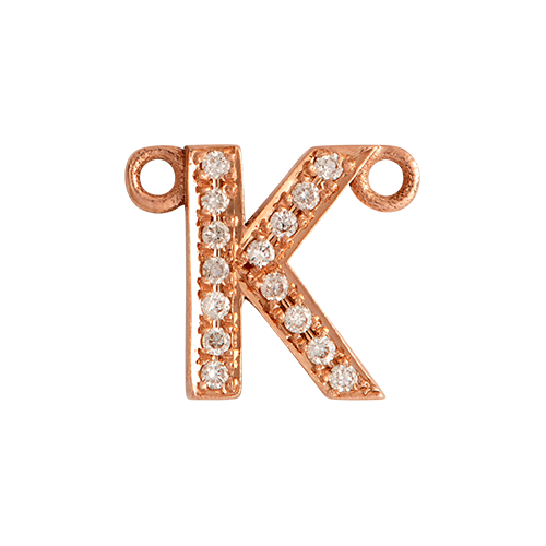 White Diamond + 14k Rose Gold Letter Charm