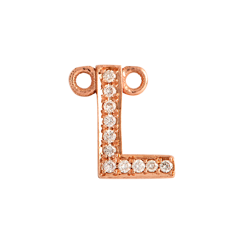 White Diamond + 14k Rose Gold Letter Charm